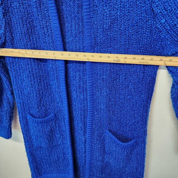Monto Par le Chois Longline Cardigan Jacket Size L Blue Boucle Knit Vintage - Picture 16 of 16